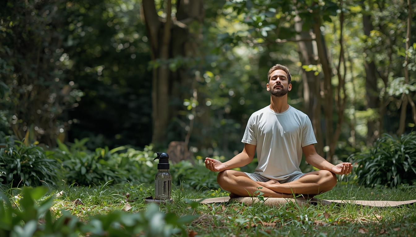 Person som praktiserer mindfulness i fredelig naturomgivelse