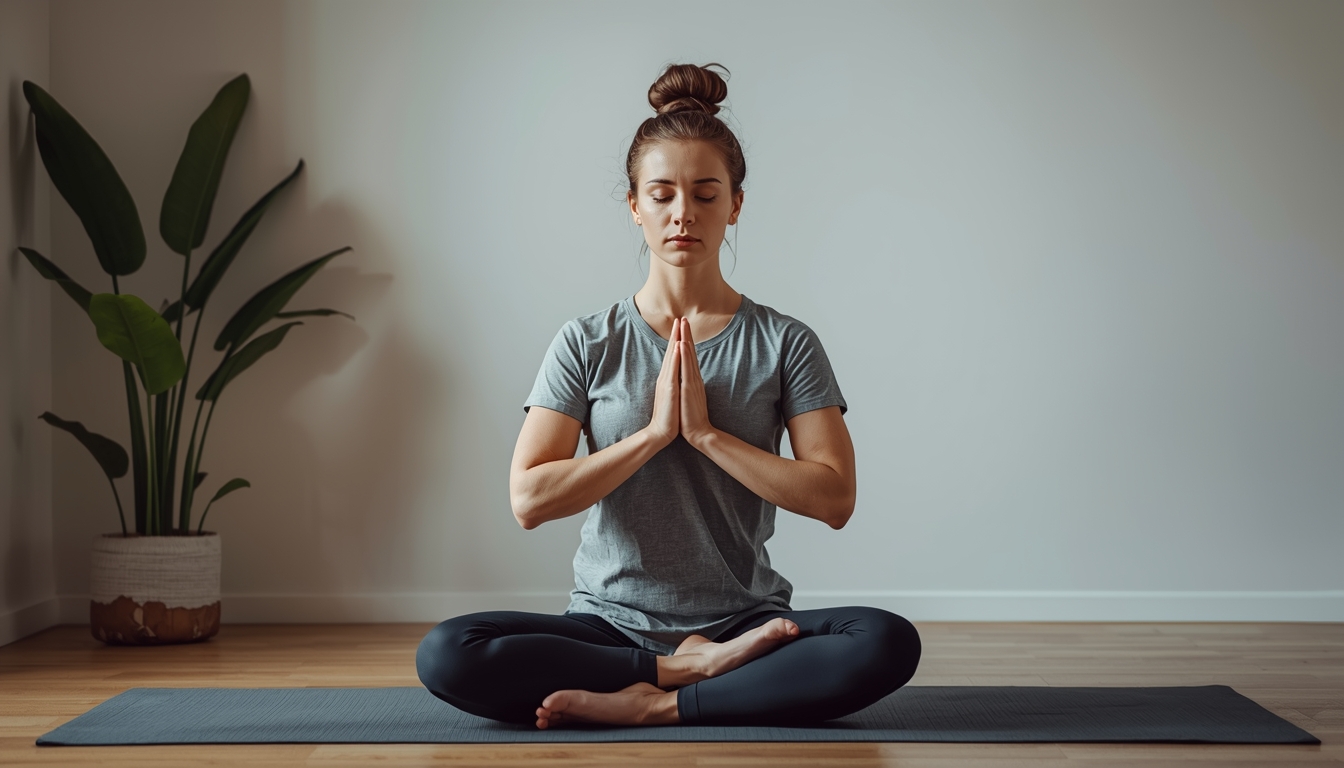 Person som utfører pustepraksis i rolig miljø